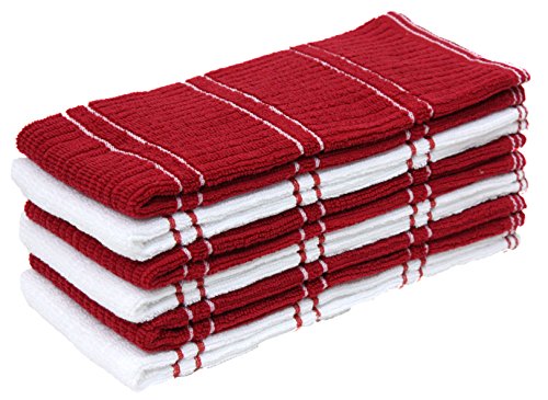 UPC 761450702028, J &amp; M Home Fashions 6Pk Ribbed Terry Kitchen Towel Red