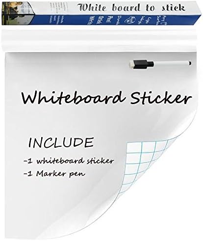 Dry Erase Wall Decal, Self-Adhesive Whiteboard Sticker Wall Sticker Wall Paper for School, Classroom, Office, Home, Kids Drawing 17.7 by 78.7 Inches, with 1 Maker Pen (White)
