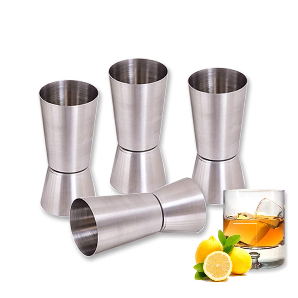 Kosma Set of 4 Stainless Steel Dual Measure Spirit Measuring Cup | Peg Measure | Double Jigger | Peg Measure for Bar, Party, Wine, Cocktail Drink Shaker, Shot Measure - 30/60 ml