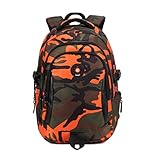 MATMO Large Capacity Waterproof Camouflage Student Backpack School Bag Orange M