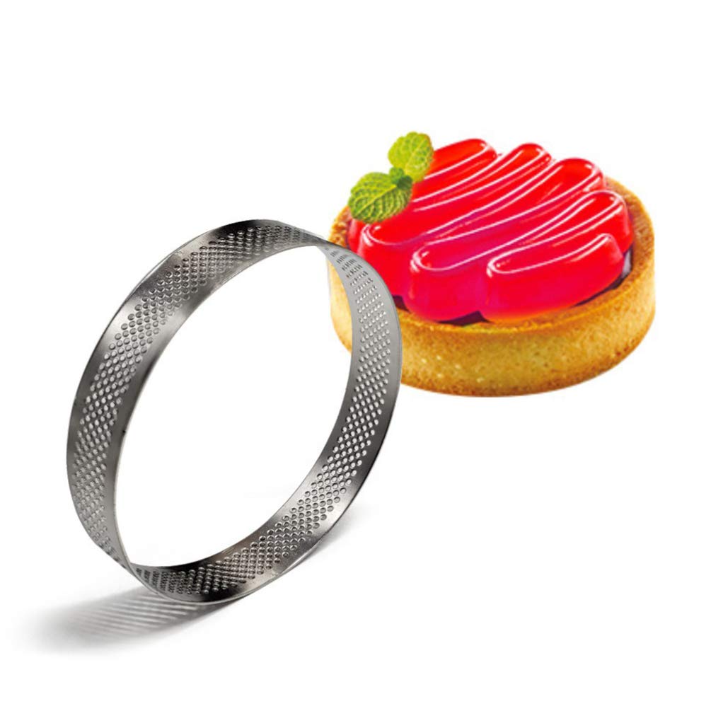Cabilock Circle Tart Ring Round Baking Tin Non-Stick Coating Strong Stainless Steel for Pies