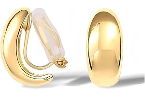 FAN&LOUIS Clip On Earrings,Gold Silver Chunky Gold Small Huggie Hoops Clip-On Earrings for Women Trendy Non-Pierced Ears Lightweight Teen 2026