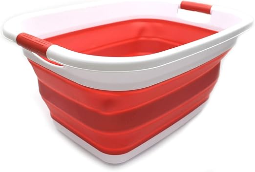 Amazon Com Sammart Collapsible Plastic Laundry Basket Foldable Pop Up Storage Container Organizer Portable Washing Tub Space Saving Hamper Basket 1 Red Home Kitchen