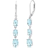 925 Sterling Silver Dangle Earrings for Women | Hypoallergenic Birthstone Earrings with Leverback | Simulated Gemstone Dangle Drop Earring by MAX + STONE