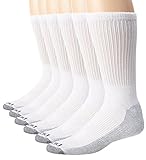 Dickies Men's Dri-Tech Comfort Crew 6-pack Socks (12-15, White/gray sole)