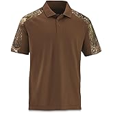 Guide Gear Men's Camo Detail Polo Shirt; Outdoors Clothing for Hunting, Fishing, Hiking or Working