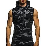 Misaky Men's Summer Camouflage Hoodie Hooded Sleeveless T-Shirt Top Hunting Shirt Active Shirts