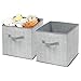 mDesign Soft Fabric Nursery/Playroom Closet Storage Organizer Bin Box with Front Handle for Cube Furniture Shelving Units - Holds Toys, Clothes, Diapers, Bibs - Lido Collection - 2 Pack - Gray