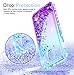 LeYi Compatible with Galaxy J7 Refine/J7 2018/J7 Star/J7 Top/J7 Aura/J7 Aero/J7 Crown/J7 Eon Case with Tempered Glass Screen Protector for Girls, Glitter Case for Samsung J7 V 2nd Gen, Teal/Purple