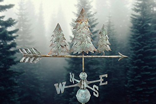 Good Directions Pine Trees Weathervane, Blue Verde Copper