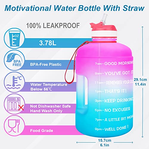 BuildLife Gallon Water Bottle with Straw 128oz Large Water Bottles