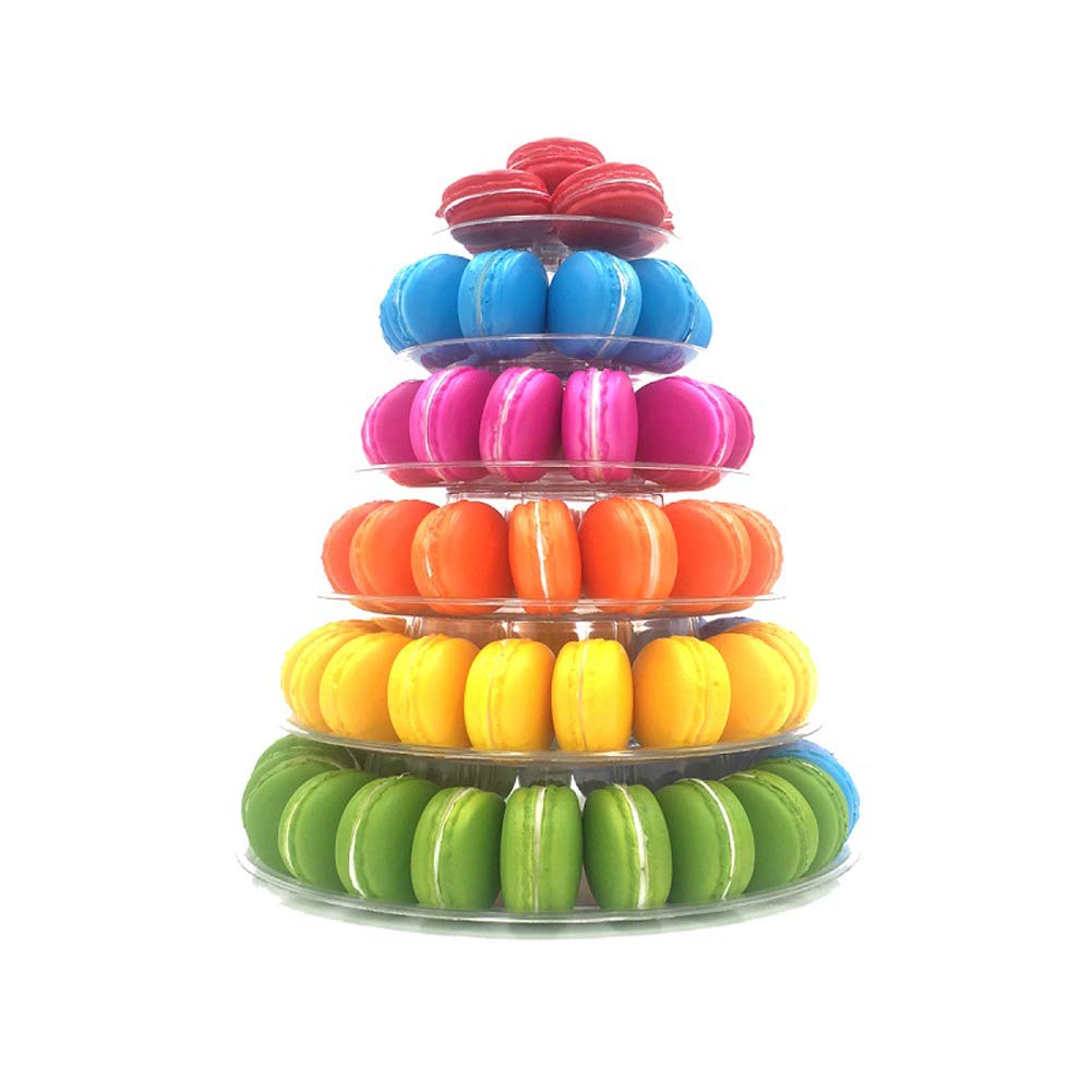 Candora 6-Layer Round Macaron Tower Cake Stand Macaron Display Rack for Wedding Birthday Dessert Stand Cake Plate