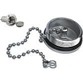 Alemon Marine Boat Replacement for Gas Cap Stainless Steel Deck Fill Filler Cap with Chain,1.5 inch