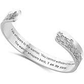Inspirational Bracelets I Am The Storm Bracelet Stainless Steel Personalized Gift for Her Engraved Mantra Cuff Bangle Birthday Gift for Women Grils Mom Daughter (I Am The Storm Bracelet Bright Silver)