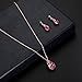 Teniu Fashion Crystal Pendant Necklace Earring Set Rose Gold Jewelry Set for Women Girls (pink2)