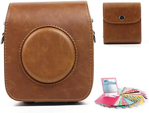 Fcheki 3 in 1 Camera Accessory Bundles Set for Fujifilm Instax Square SQ10 Hybrid Instant Camera (Camera Case/Photo Case/Film Stickers)Brown