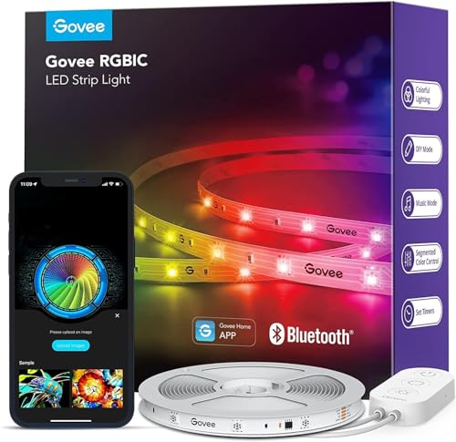 Govee RGBIC LED Strip Light 10M, Smart Lights for Bedroom, Bluetooth LED Strip APP Control, DIY Multiple Colors on One Line, Music Sync [Energy Class G]