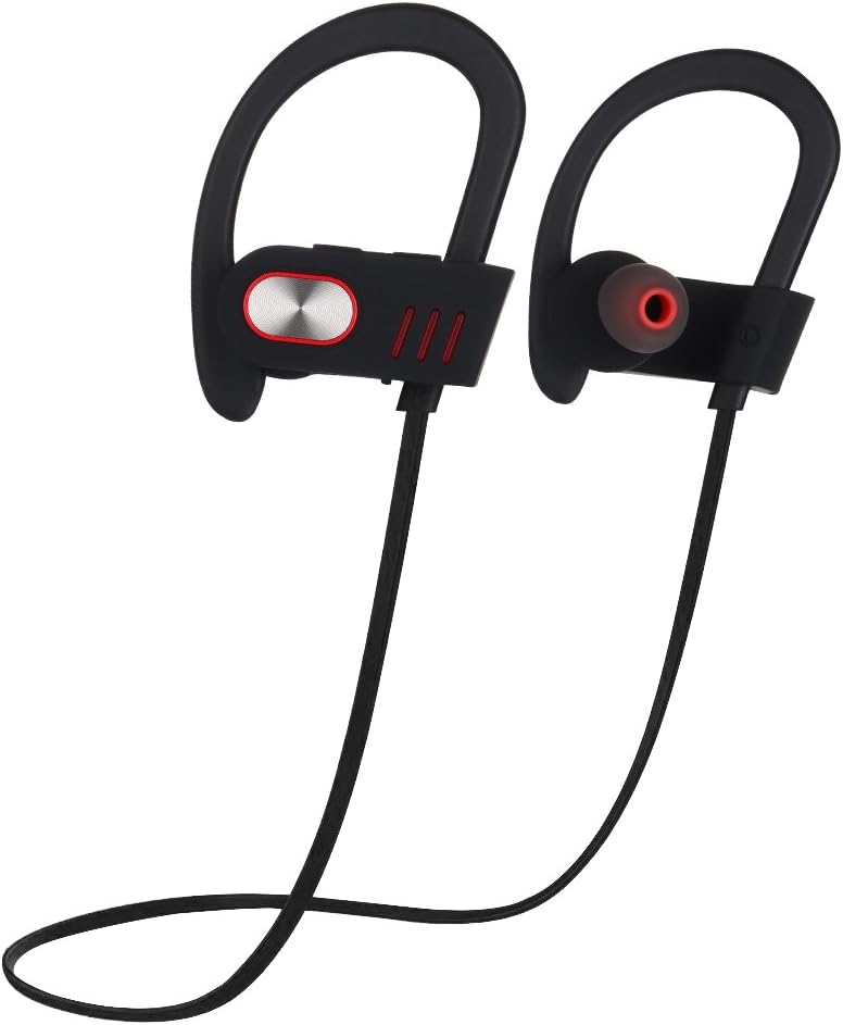 Jeancy Wireless Bluetooth Headphones, Sports Earphone with Mic, IPX4 Waterproof Premium Sound with Noise Cancelling, Secure Fit Earbuds for Gym Running