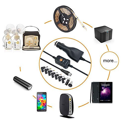 POWSEED DC12V Car 12W Universal Power Adapter for Breast Pumps Speakers Smart Phone Tablets Small Electronics Micro USB Devices, Output 3V 4.5V 5V 6V 7.5V 9V 12V Multi Voltage Charger Supply Cord