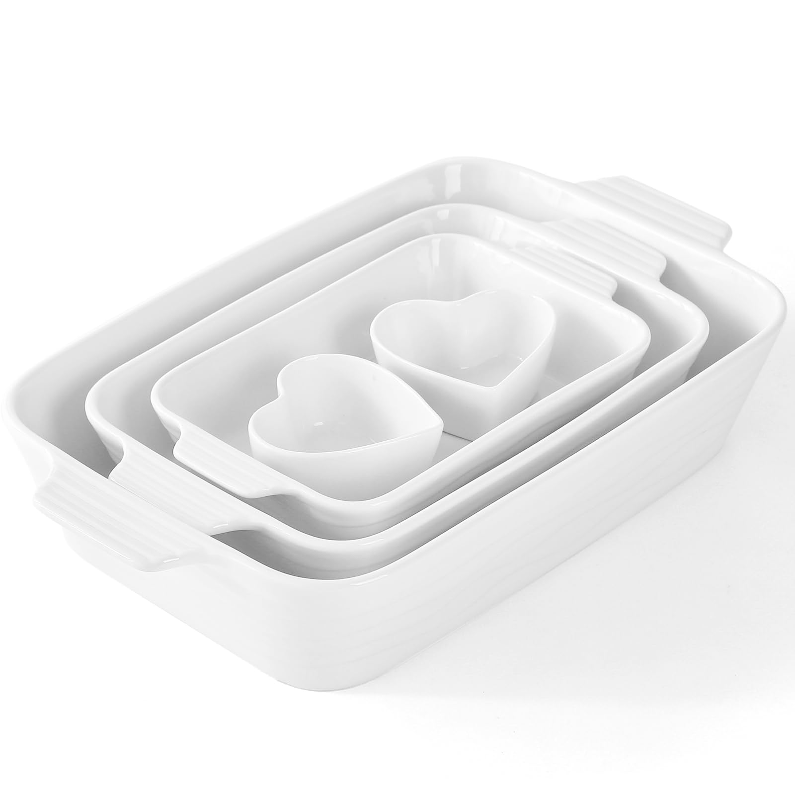 Photo 1 of Baking Dish for Oven Casserole Dishes Bakeware Set With Ramekin Ceramic Lasagna Pan 9×12.8 Inch Large Deep Baking Dishes Rectangular Non-Stick Baking Pans for Kitchen Baking and Roasting White