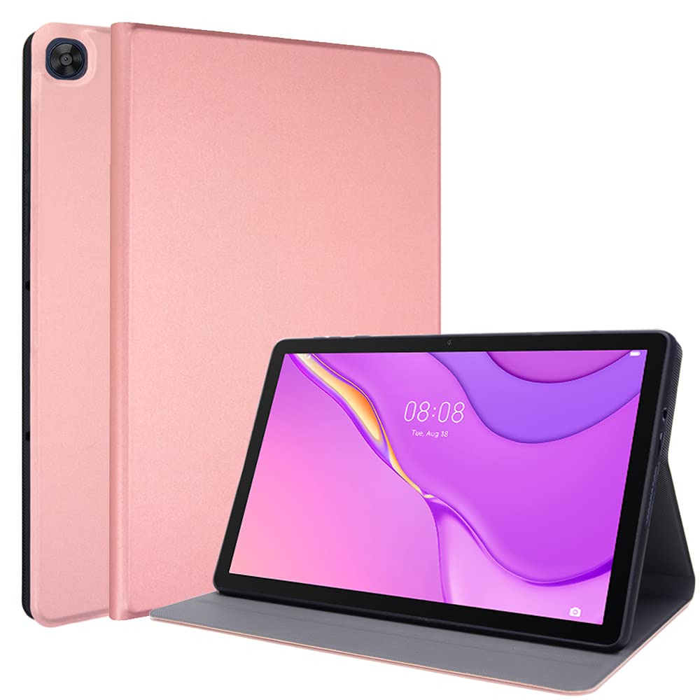 TECHGEAR Case for Huawei MatePad T10 9.7" / T10s 10.1" Premium PU Leather Slim Case Tri-fold Stand Cover with Soft TPU Holder & Corner Protection, Soft TPU Holder - Rose Gold