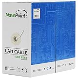 NavePoint Cat6 Riser (CMR), 1000ft, White, Solid Bare Copper Bulk Ethernet Cable, 550MHz, 23AWG 4 Pair, Unshielded Twisted Pair (UTP)