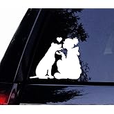 Pitbull Vinyl Car Decal, Sitting Hoodie Lady Loves Pitbull - Waterproof Dog Sticker for Windows, Laptops, Cars, Boats, Professional Grade (6")