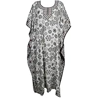 Mogul Interior Women's Caftan Kaftan Nightgown Maxi Dress Beach Cover up OneSize