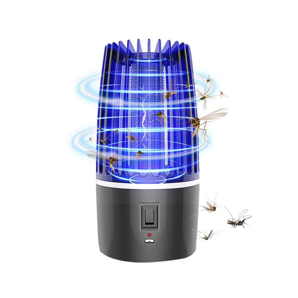 BFXMV Electric Fly Catcher, 2 in 1 Mosquito Killer Lamp, 4000mAh Rechargeable Mosquito Killer, Portable Bug Zapper with UV Lamp&Lighting Lamp, 360° Attract Zap Flying Insect for Indoor Outdoor Camping