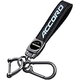 HUIANTS Black Leather Car Keychain Metal Car Keyring Compatible with Honda Accord Accessories (A)