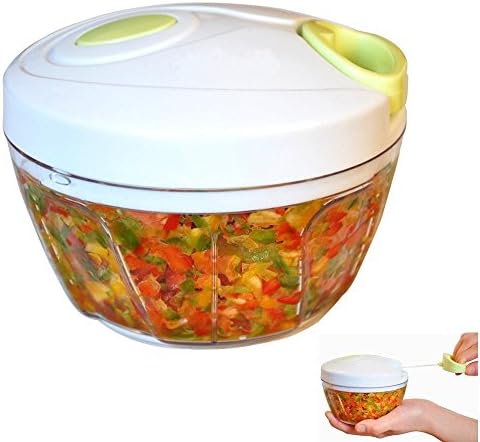 Kitchen Manual Food Chopper,Compact &amp; Powerful Hand Powered Food Processor,Vegetable Chopper / Mincer / Blender to Chop Fruits, Vegetables, Nuts, Herbs, Onions, Garlics for Salsa, Salad, Pesto