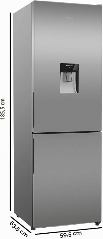Frigorifero Combinato Total No Frost di 322L Bolero CoolMarket Combi 322i WD Inox E. Altezza 185,5cm, Larghezza 59,5cm, Classe E, Tecnologia Multi Airflow, HumidityFlex HUB, LED Interno, Inox