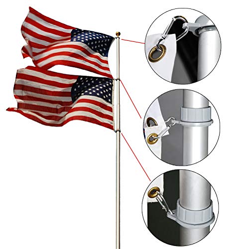 A-ONE 20FT Extra Thick Telescopic American Flag Pole, Heavy Duty 16 Gauge Aluminum US Telescoping Flagpole Kit Fly 2 Flags with Golden Ball Topper for Outdoor Residential or Commercial. - Thumbnail 5