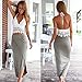 Two Piece Crop Tops and Skirt Dress Set, Keepfit Womens Lace Slim Backless Dresses (L, White)