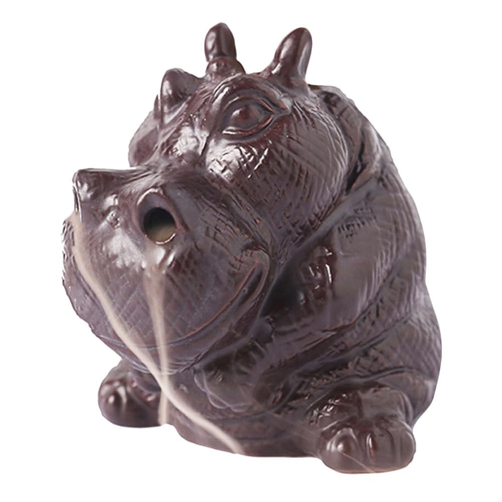 GANAZONO Ceramic Incense Burner Hippopotamus Statue Coming Out Of The Nose Incense Cone Holder Aromatherapy Ornament Zen Decor For Home Bedroom Coffee