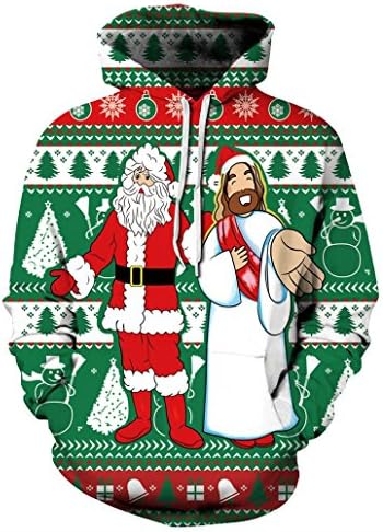 KSJK Unisex Funny Print Ugly Christmas Halloween Sweatshirts Jumper Hoodie NO63 M