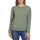 Gloria Vanderbilt Ladies Crewneck, Long Sleeve Pullover embroidered crewneck for women - Green