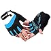 WOLFBIKE Non-Slip Gel Pad Gloves Men's Women's Sportswear Bike Bicycle Cycling Riding Short Half Finger Gloves (Blue-2, XL (9-10cm))