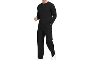 KUYIGO Men's Crew Neck 2 Piece Outfits Long Sleeve Pullover Set Casual Sweatshirt Joggers Loungewear