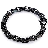 Trendsmax 9mm Mens Chain Black Tone Cable Link Stainless Steel Bracelet T/O Toggle Clasp 7-11inch
