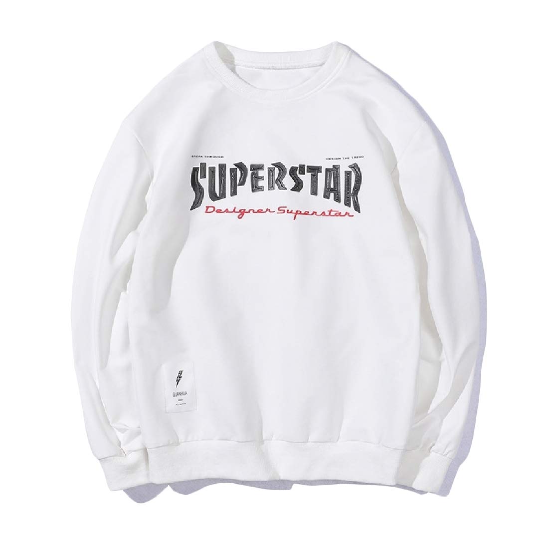 Vska Mens Long Sleeve O-Neck Print Fashionable Relaxed Sweatshirt