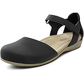 Rihero Summer Casual Closed Toe Sandals Women Comfortable Footbed Arch Support Flat Sandals with Adjustable Strap
