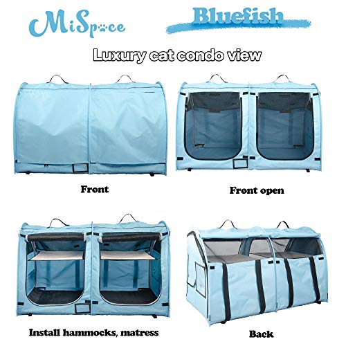 Mispace Portable Twin Compartment Show House Cat Cage/Condo Easy to Fold & Carry Kennel