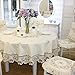 Flower Embroidered lace Cream Tablecloth Rectangular 60 inch x 86 inch Approx