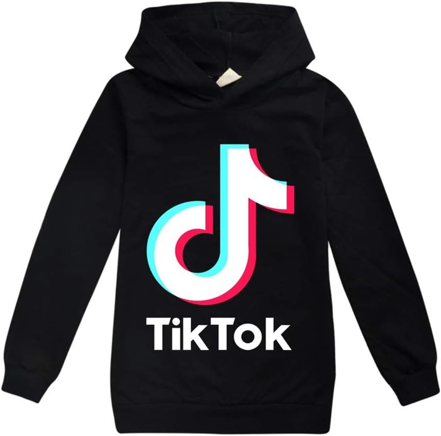Girl TIK Tok Hoodies Outdoor Sport Sweatshirt Unisex Kids Clothes Outerwear (Black, 7-8years)