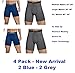 Champion Mens Elite SmartTemp Boxer Briefs, 4 -Pack (X-Large, Grey-Blue)
