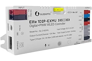 GLEDOPTO Elite Ethernet ESP32 WLED LED Strip Controller Digital RGB IC PWM CCT Monochrome Dual Outputs Built in Fuse Relay I2