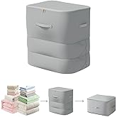 Comforter Storage Bag, Bedding &amp; Blanket Self Compression Storage Organizer | Compression Storage Bag for Blanket Storage, 3-Layer Thick Satin Fabric Heavy Duty Bags for Pillow Duvet (Gray, XL)