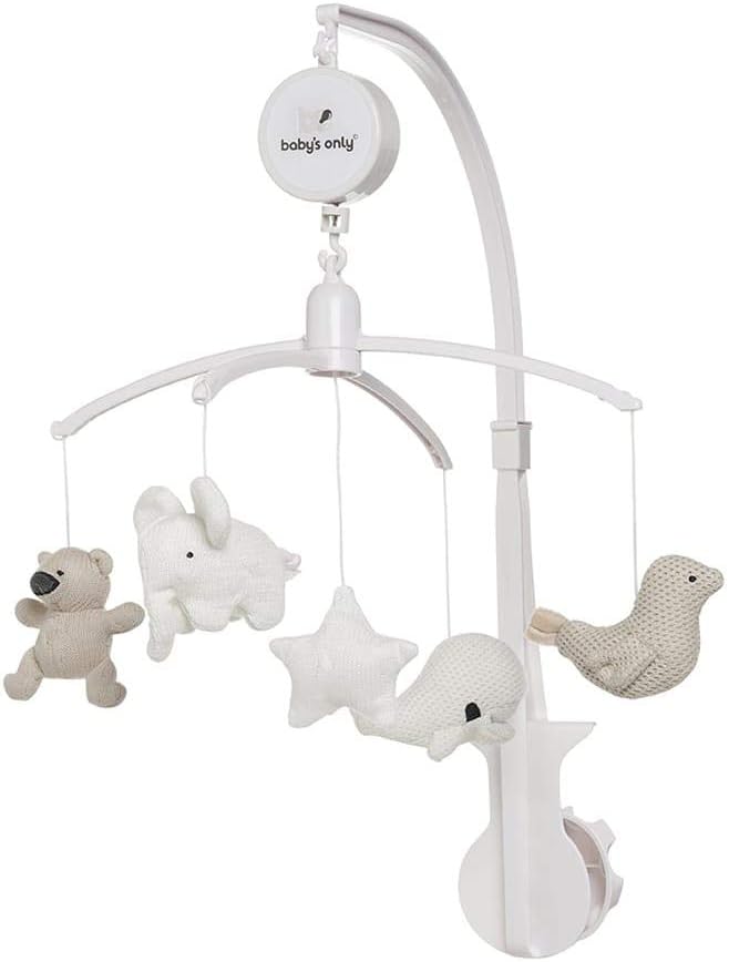 Baby's Only, Music Mobile Baby, With Knitted Figures, Baby Music Box with Music, Easy to Install, Mobile Baby with Music