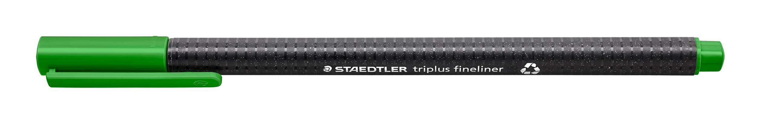 Staedtler 334-52 Triplus Fineliner, Triangular Barrel in Cardboard Pack, Metal-clad Tip, 0.3 mm, Sap Green (Pack of 10) — image 1